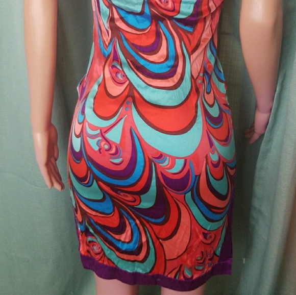 Marciano Size Small 100% Silk Retro Halter Dress - Picture 3 of 5